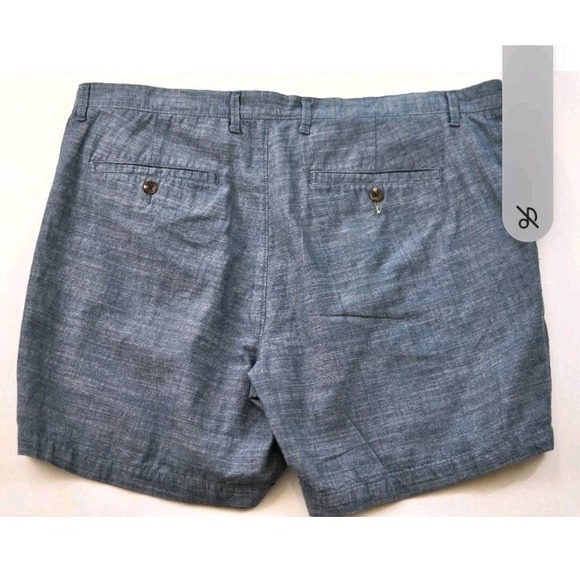 Goodfellow Men's Shorts Size 42 Linden Flat Front Blue Chambray Cotton Chino - Picture 2 of 5